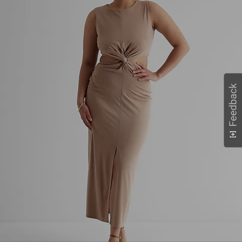 Express Satin Keyhole Cutout Midi Dress - Picture 2 of 2